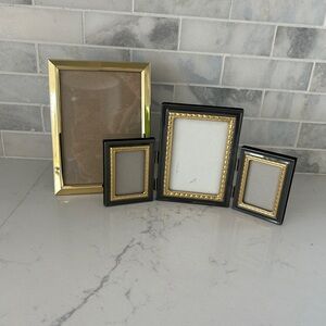 4 Picture Set of Two Polished Brass Vintage Frames